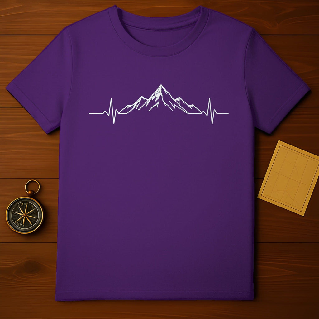 Mountain Heartbeat Graphic on Purple Shirt Product