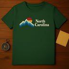 North Carolina Graphic Tee with Mountains and Sun Design