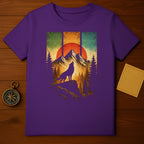 Howling Wolf Sunset Mountain Nature Graphic Tee