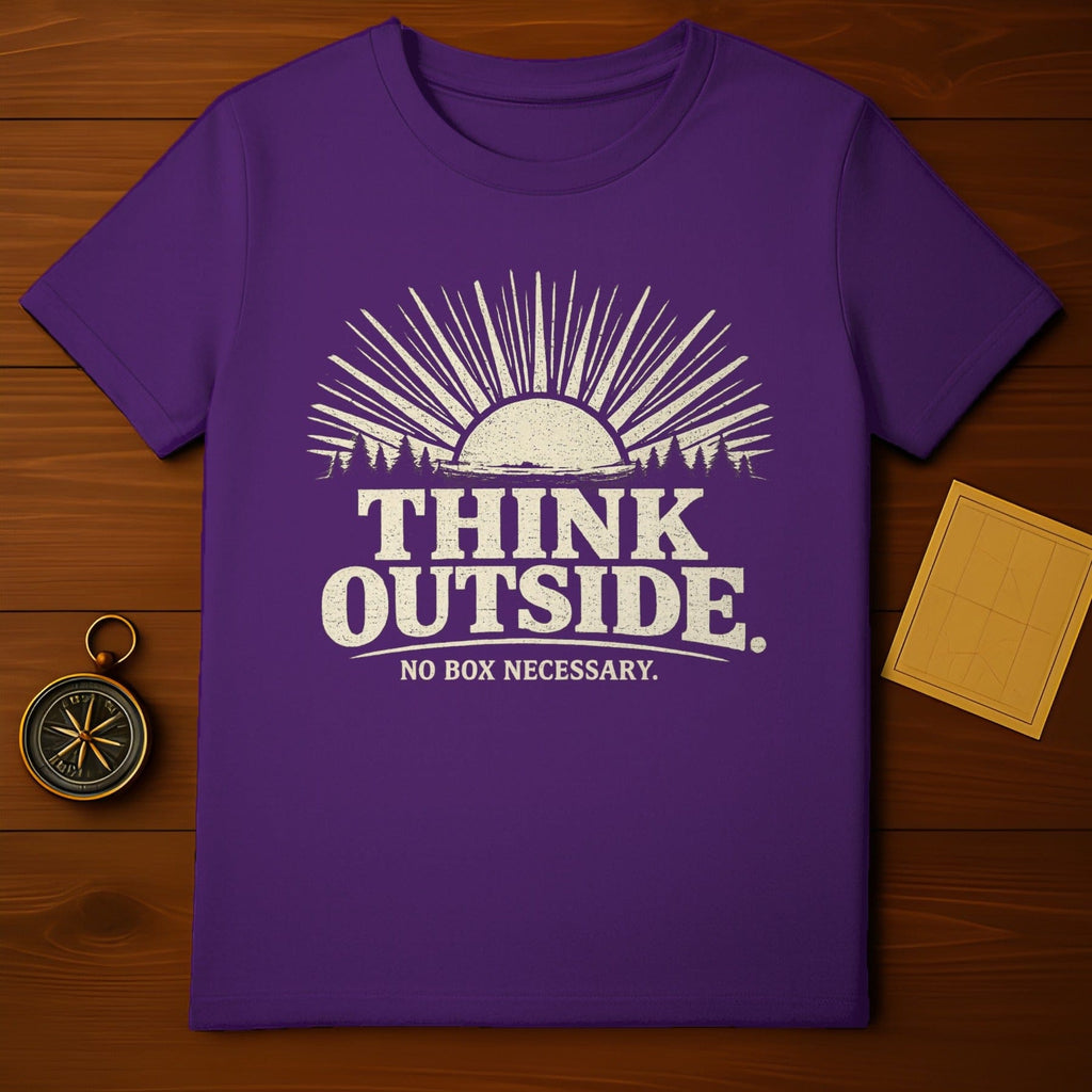 Think Outside No Box Necessary Purple Shirt