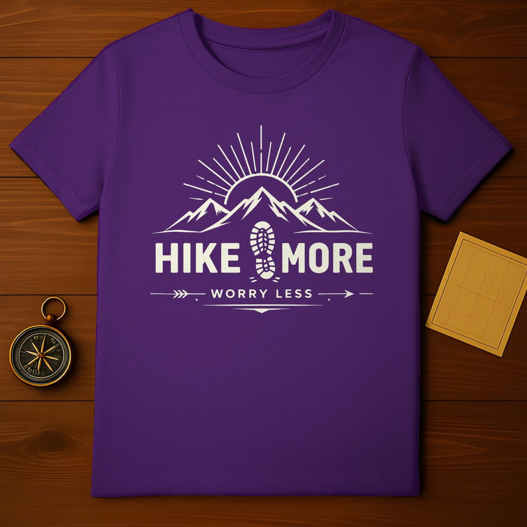 Hike More Worry Less Hiking Graphic T-Shirt