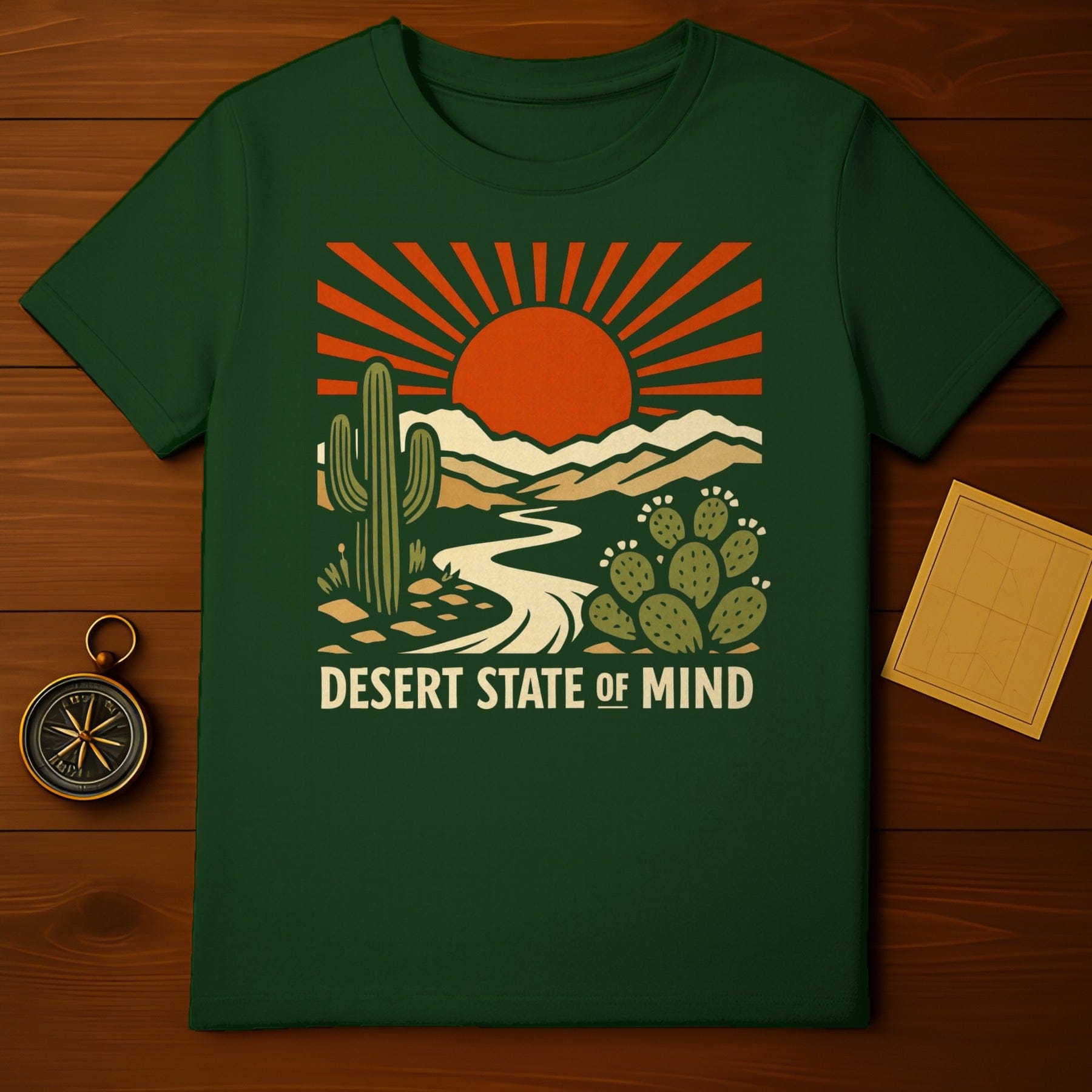 Green Desert State of Mind Sunrise Cactus Landscape product
Desert, Cactus, Saguaro, Prickly Pear, Mountains, Sunrise, Sunset, Landscape, Nature, Outdoor, Adventure, Travel, Green Shirt, Graphic Tee, State of Mind, Boho, Retro, Vintage, Southwest, Western