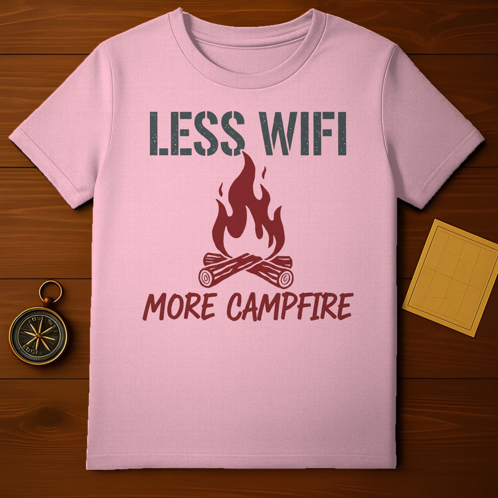 Less WiFi More Campfire Graphic T-Shirt for Outdoor Enthusiasts