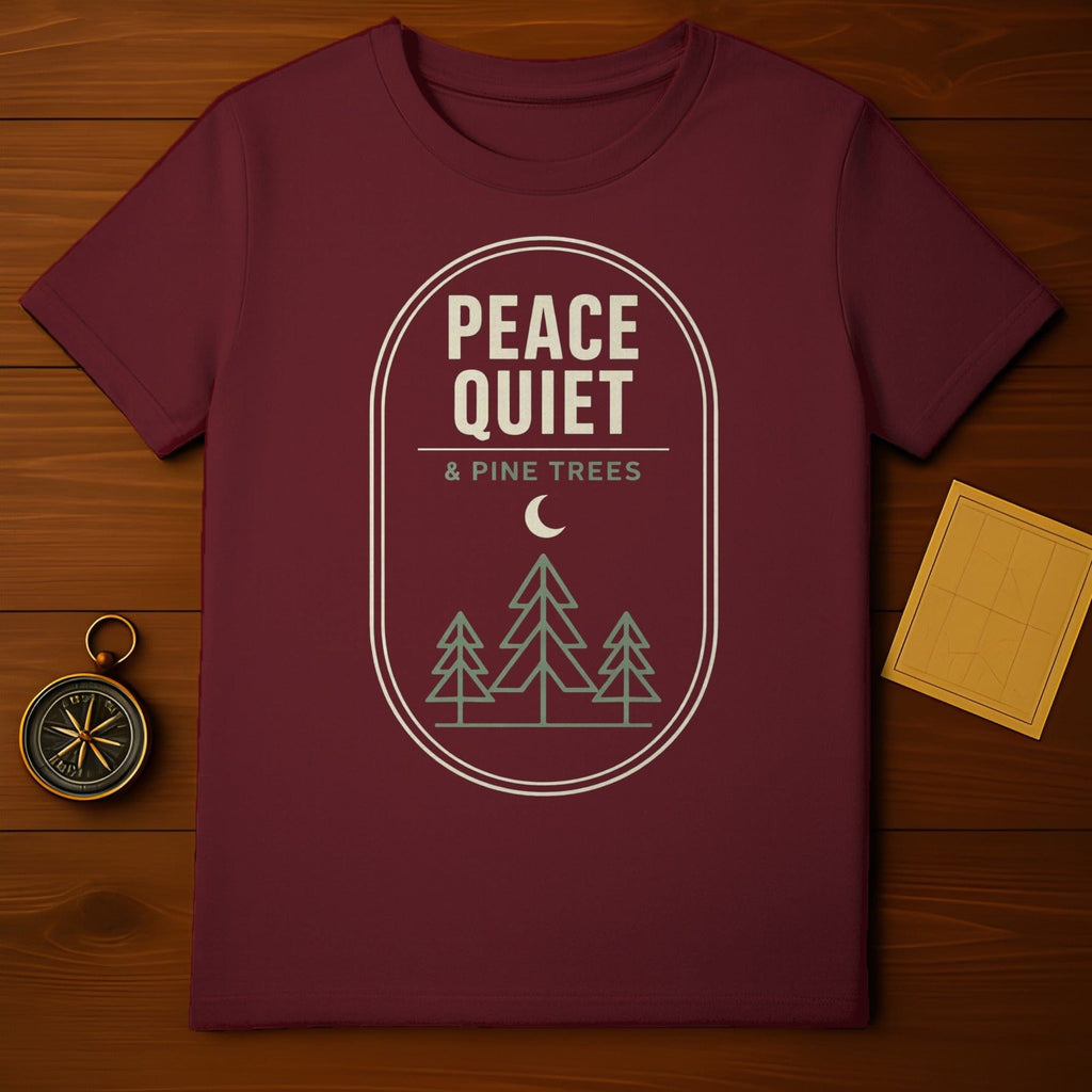 Peace Quiet & Pine Trees Moon T-Shirt product type
Nature
Outdoors
Peace
Quiet
Pine Trees
Forest
Moon
Graphic
T-Shirt
Burgundy
Adventure
Camping
Hiking
Wilderness
Serenity
Tranquility
Evergreen
Mountains
Casual
Apparel