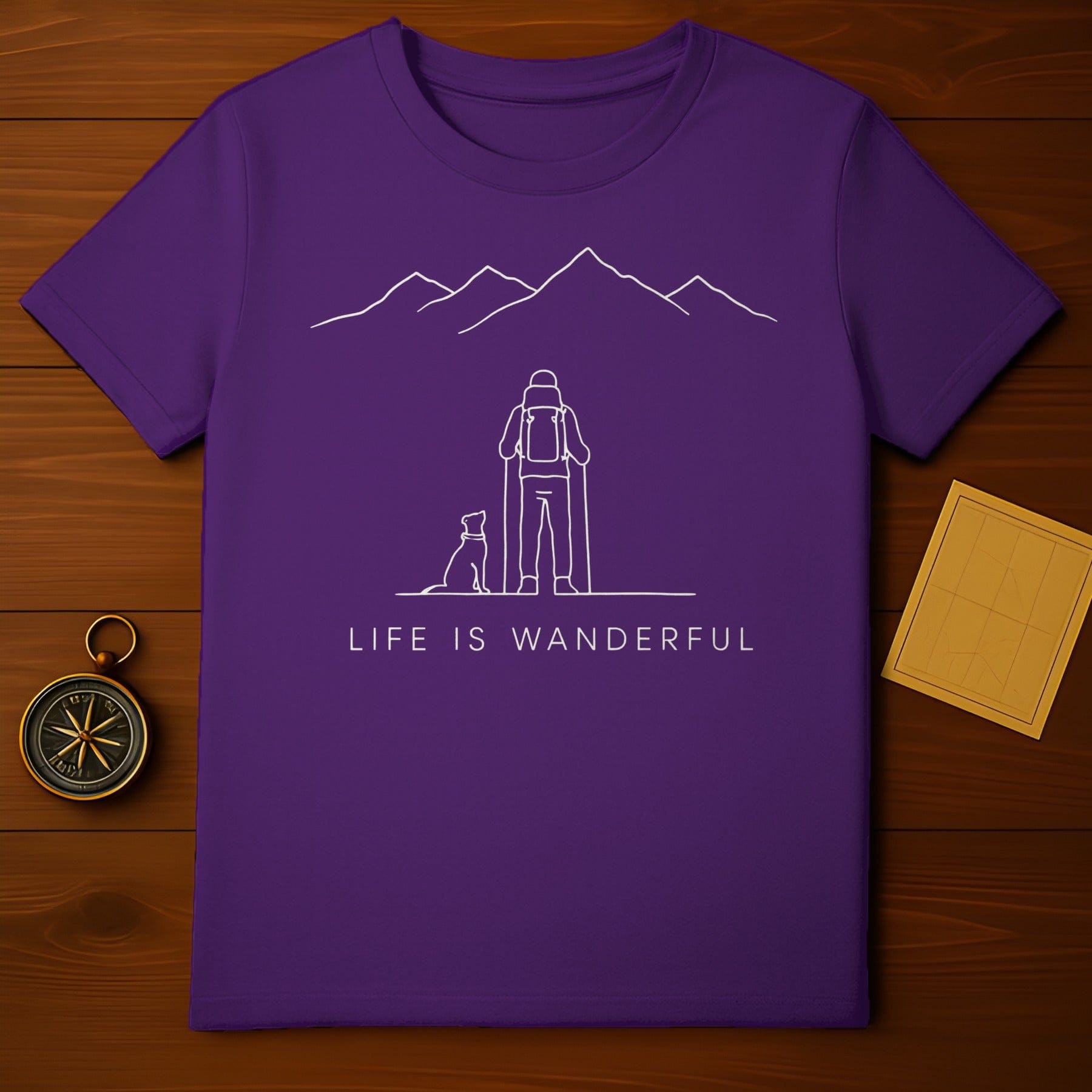 Life is Wanderful Hiker and Dog Graphic Shirt