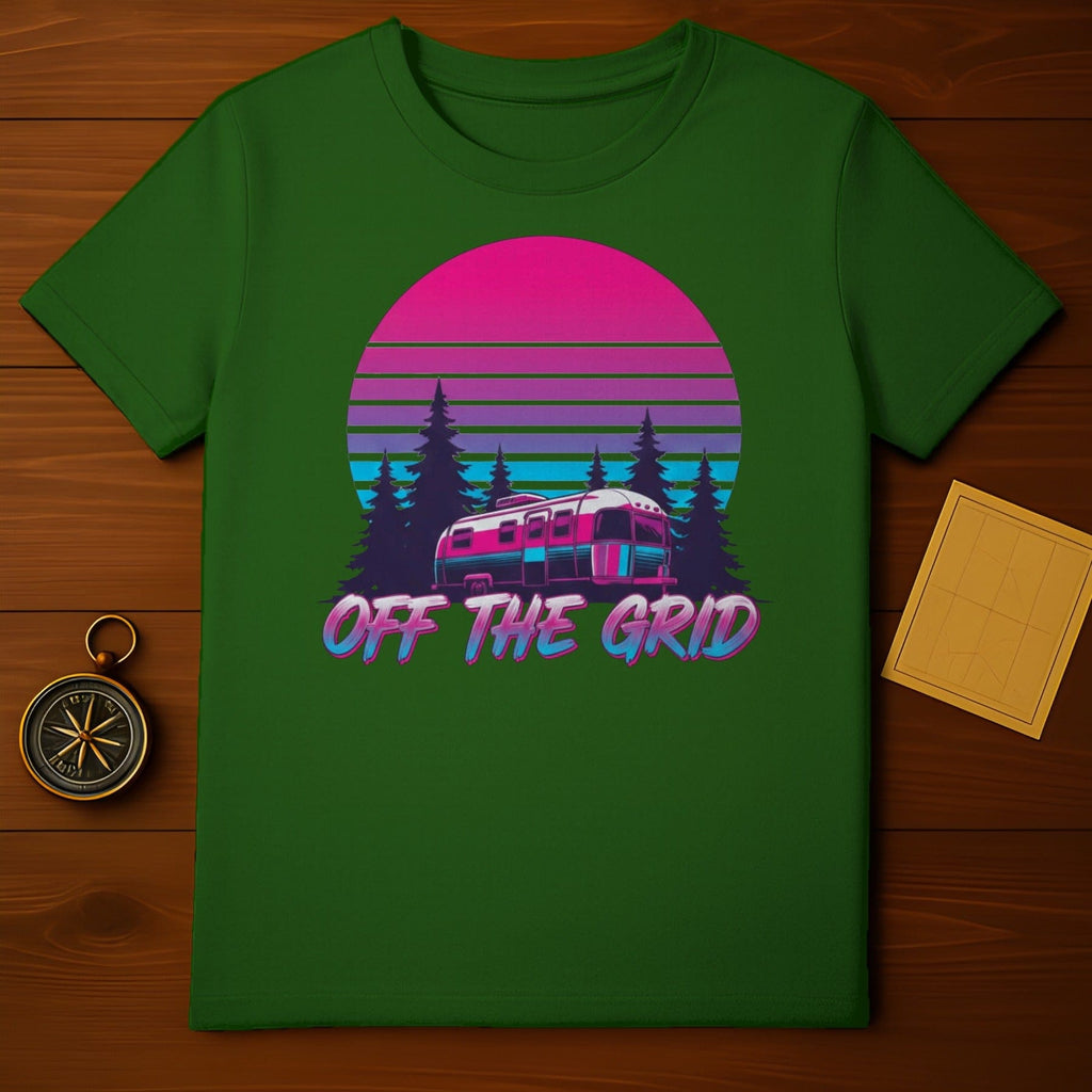 Off The Grid Retro Camper T-Shirt Ideal for Camping