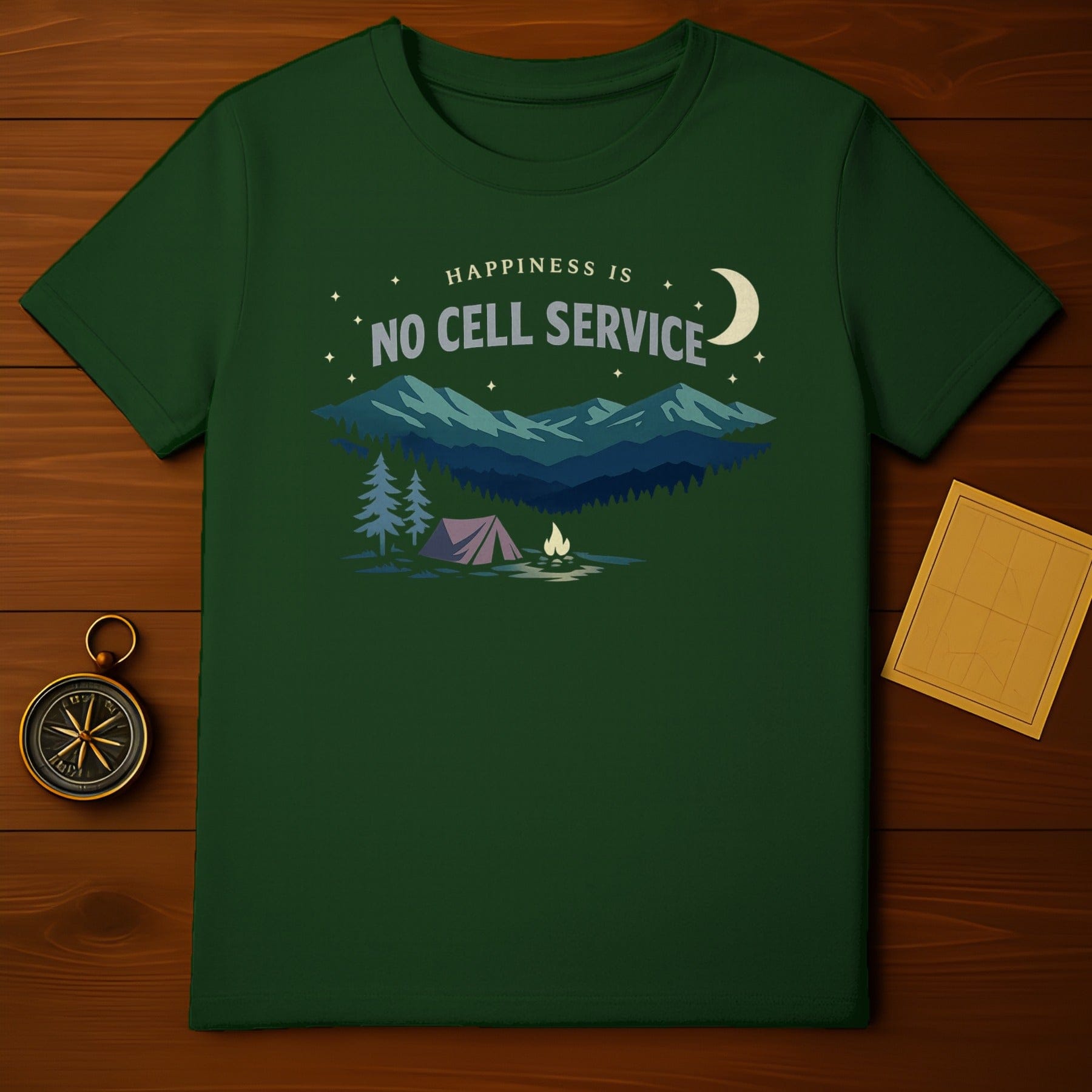 HAPPINESS IS NO CELL SERVICE mountain camping product type