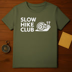 Slow Hike Club Snail Hiking Funny Graphic Tee Shirt