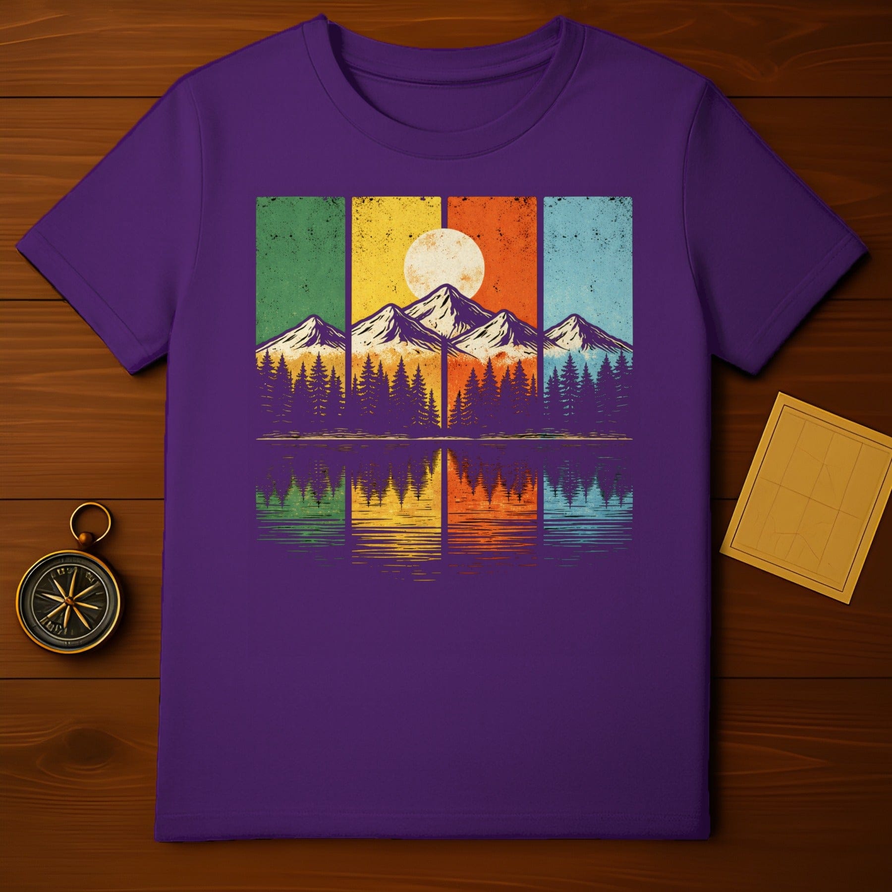 Vintage Sunset Mountain Reflection Graphic Shirt Product