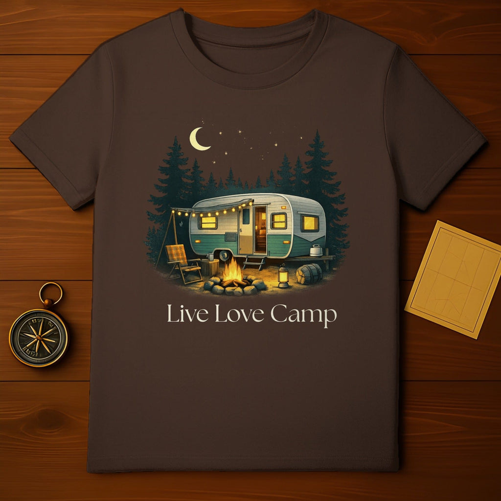 Live Love Camp RV Forest Night Moon Stars product type
Camping
Camper
RV Life
Outdoor
Nature
Forest
Moon
Stars
Night Sky
Campfire
Adventure
Travel
Wanderlust
Explore
Graphic Tee
Brown Shirt
Live Love Camp
Retro Camper
Camping Trip
Road Trip
