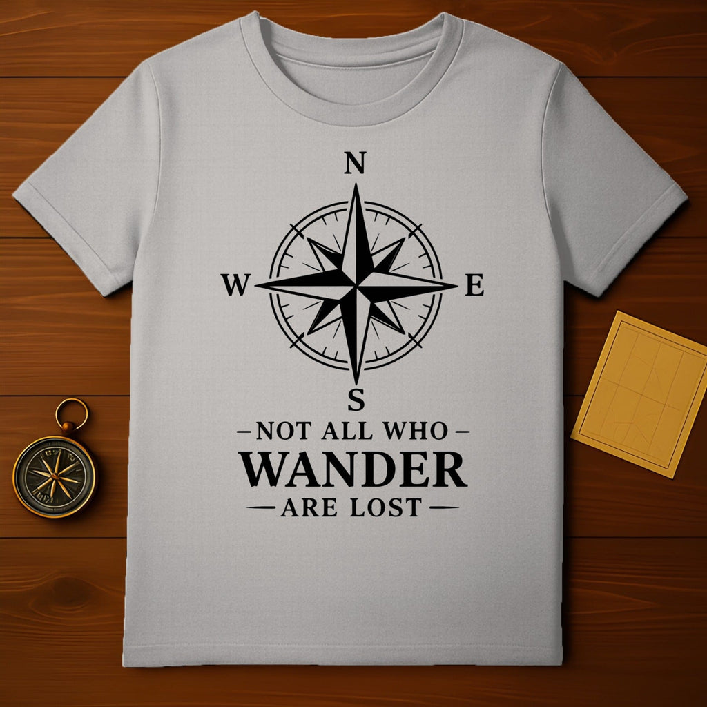 Compass Wander Lost Design Shirt Not All Who Are product type
compass rose, wanderlust, traveler quote, adventure shirt, explore design, inspirational, graphic tee, directional, navigation symbol, outdoor spirit, journey quest, freedom seeker, discovery gift, expedition wear, motivational quote, unique design, gift for him, gift for her, grey shirt, wanderer tee