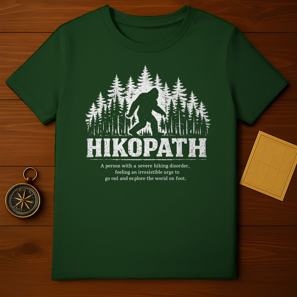 HIKOPATH A person with a severe hiking disorder product type
Hikopath
Bigfoot
Sasquatch
Forest
Pine Trees
Outdoors
Nature Lover
Adventure
Wilderness
Hiking Tee
Explore
Mountain
Camping
Unique Design
Graphic Tee
Outdoor Lover
Funny Hiking
Cryptid
Legend
Wanderlust