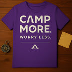 Camp More Worry Less Purple Graphic T Shirt