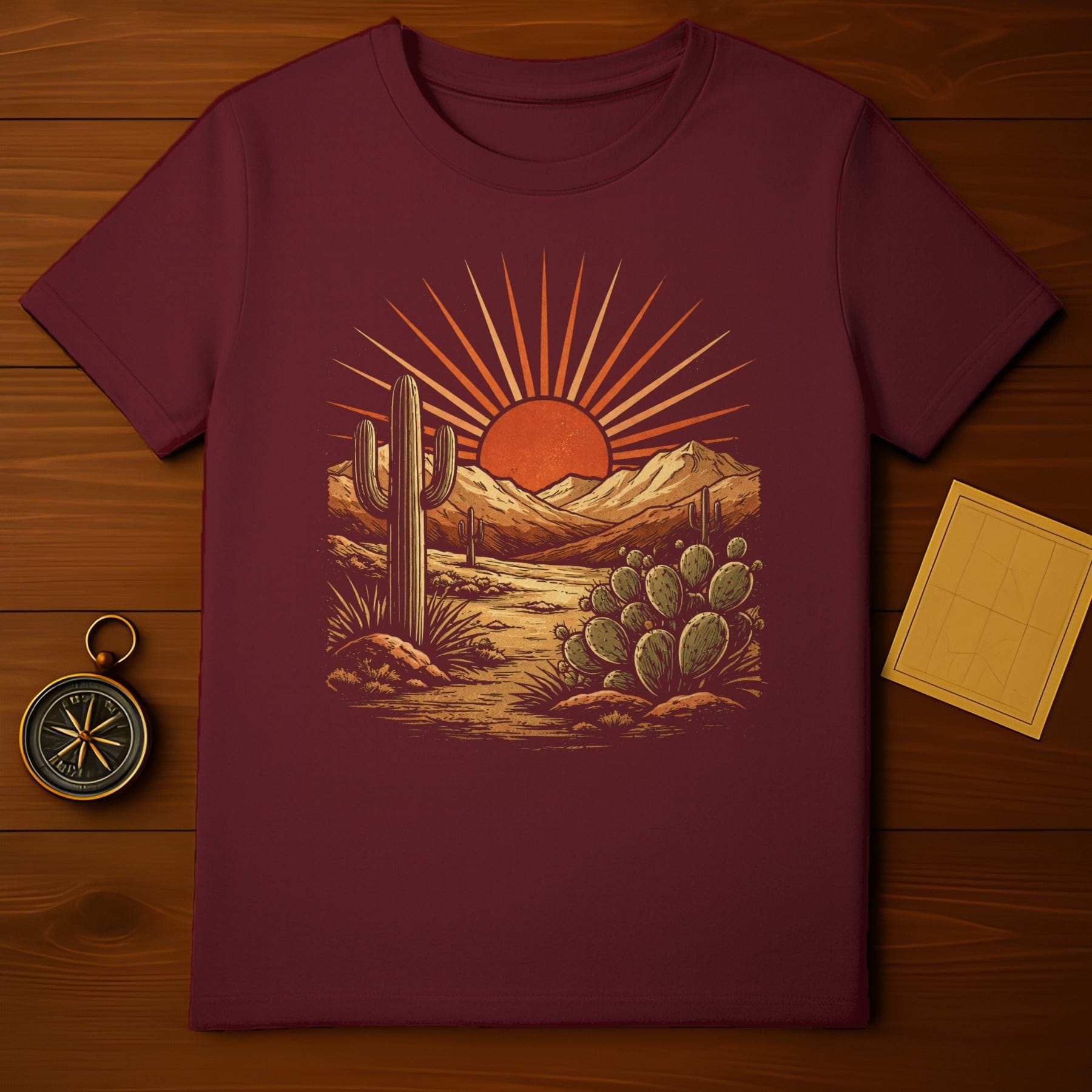 Vintage Desert Sunset Cactus Graphic T-Shirt