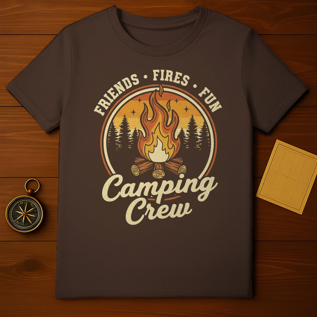 Friends Fires Fun Camping Crew T-Shirt for Outdoor Lovers