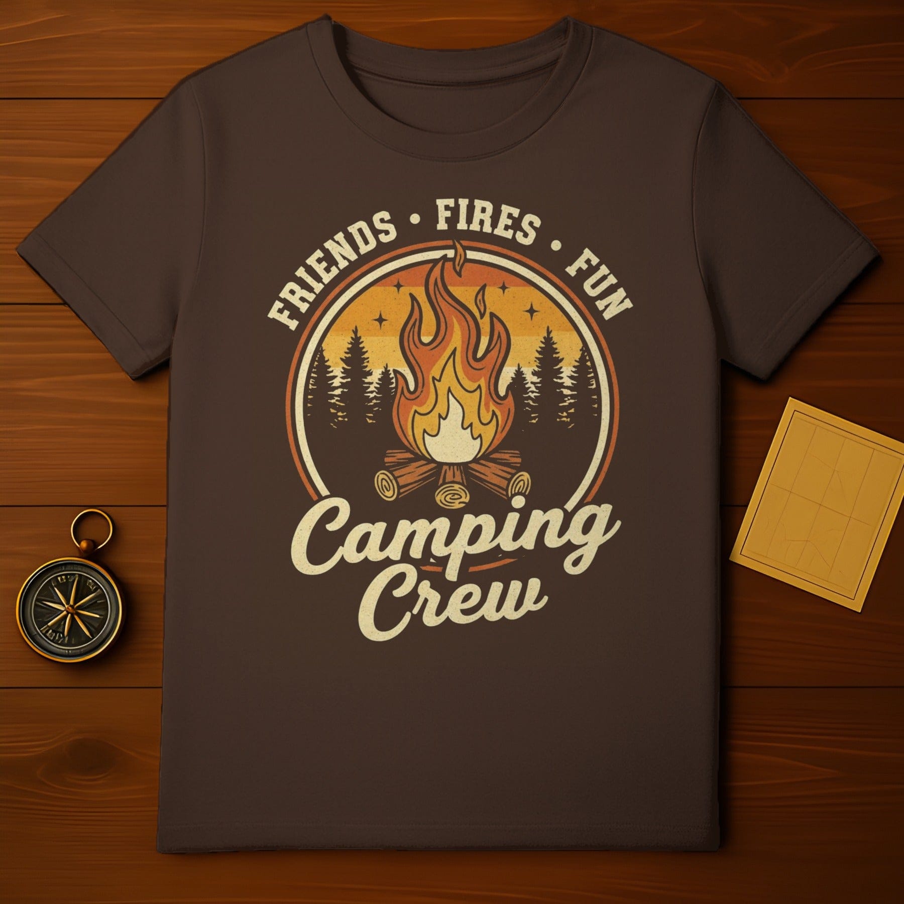 Friends Fires Fun Camping Crew T-Shirt for Outdoor Lovers