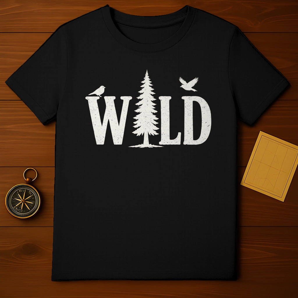 Wild Forest Tree Graphic Tee with Bird Design