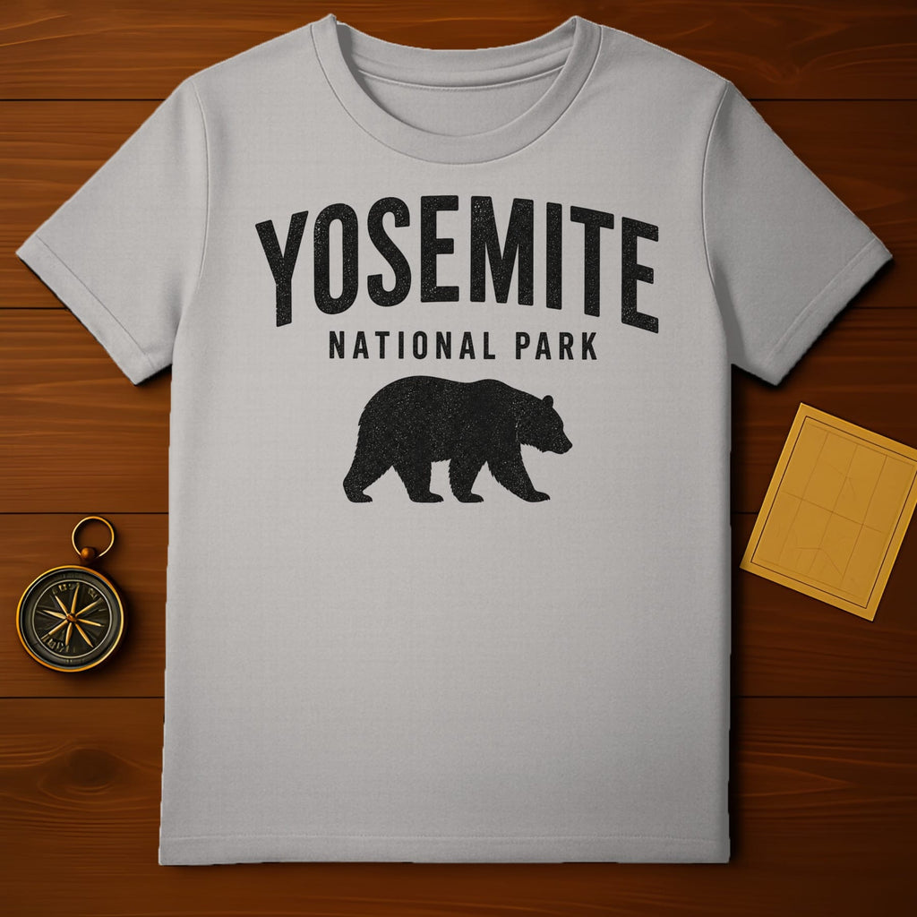 Gray t-shirt with "Yosemite National Park" and a bear silhouette.