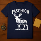 Fast Food Deer Target Design T-Shirt for Outdoor Enthusiasts