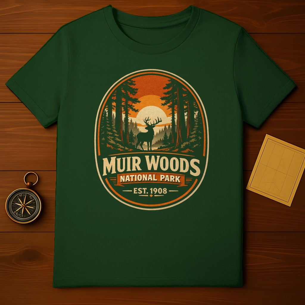 Muir Woods National Park Est. 1908 Green T-shirt