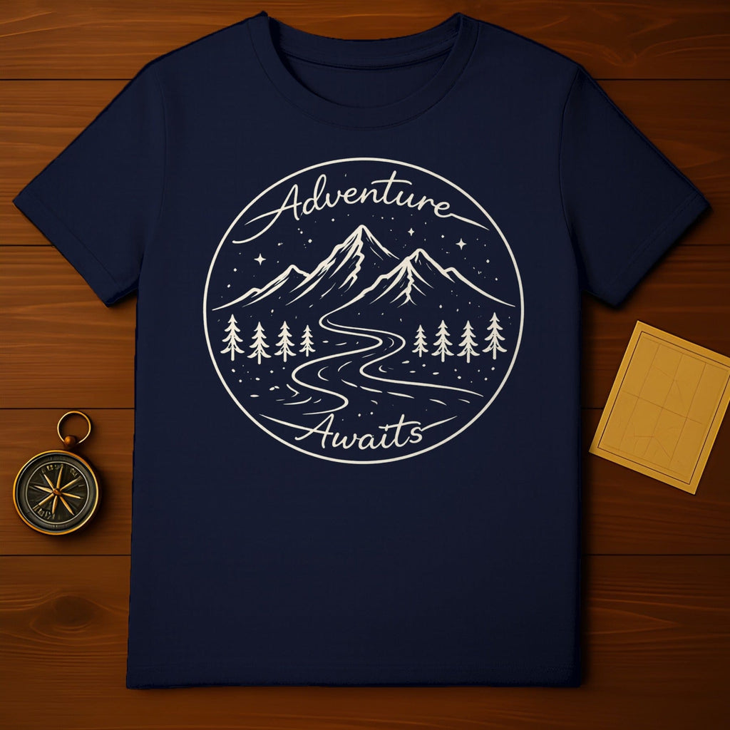 Adventure Awaits Scenic Mountain Design T-shirt
