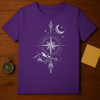 Cosmic Mountain and Compass Design Tee Shirt