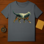 Forest Cat Silhouette with Floral Details Shirt