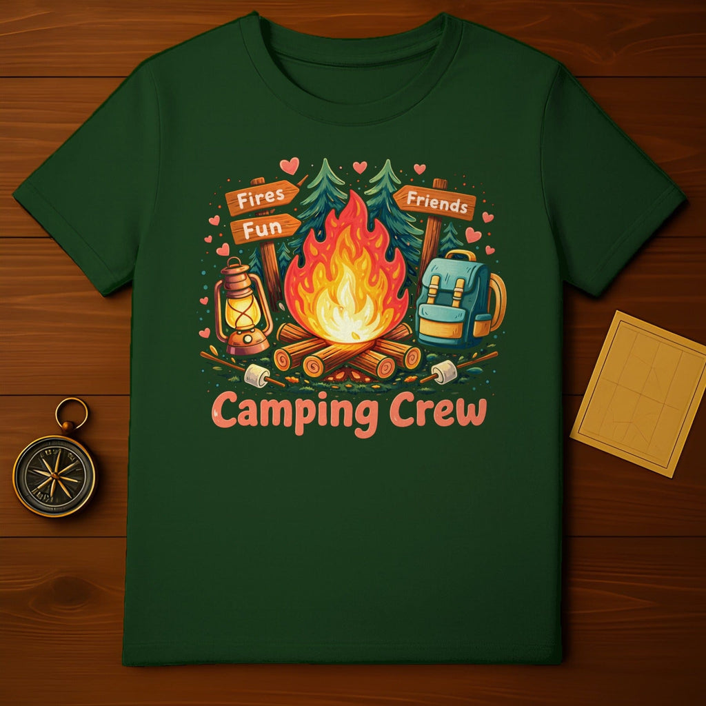 Fires Fun Friends Camping Crew T-Shirt for Campers