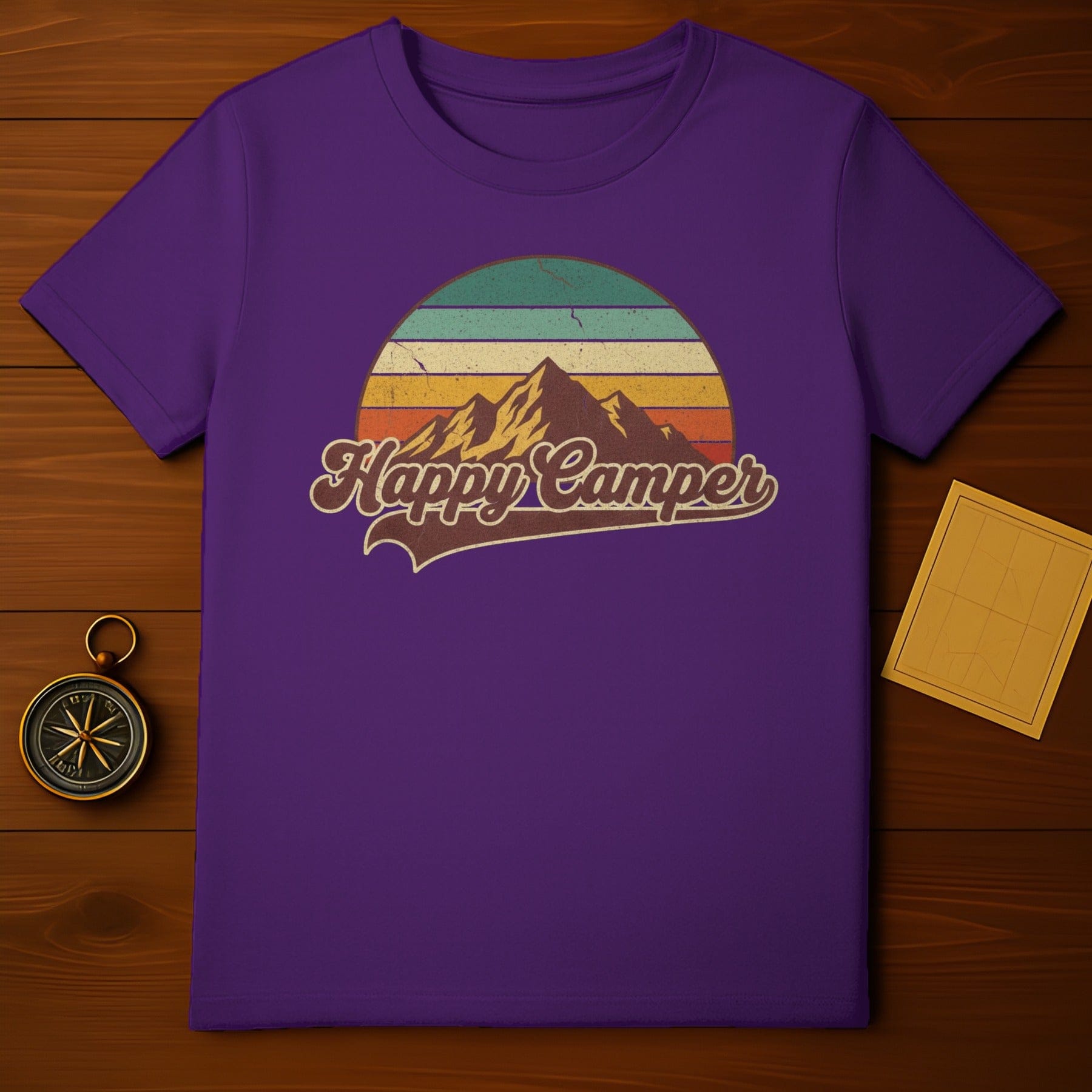 Colorful Retro Happy Camper T-Shirt for Outdoor Enthusiasts