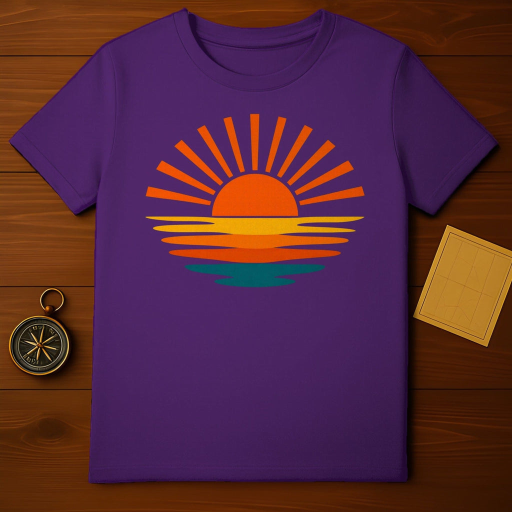 Vibrant Sunset Design Purple Graphic T-Shirt