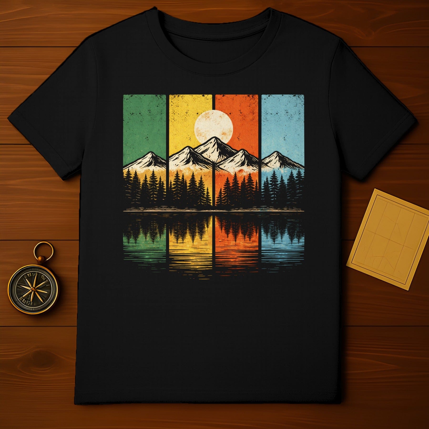 Retro Mountain Landscape Sunset Graphic Tee Shirt