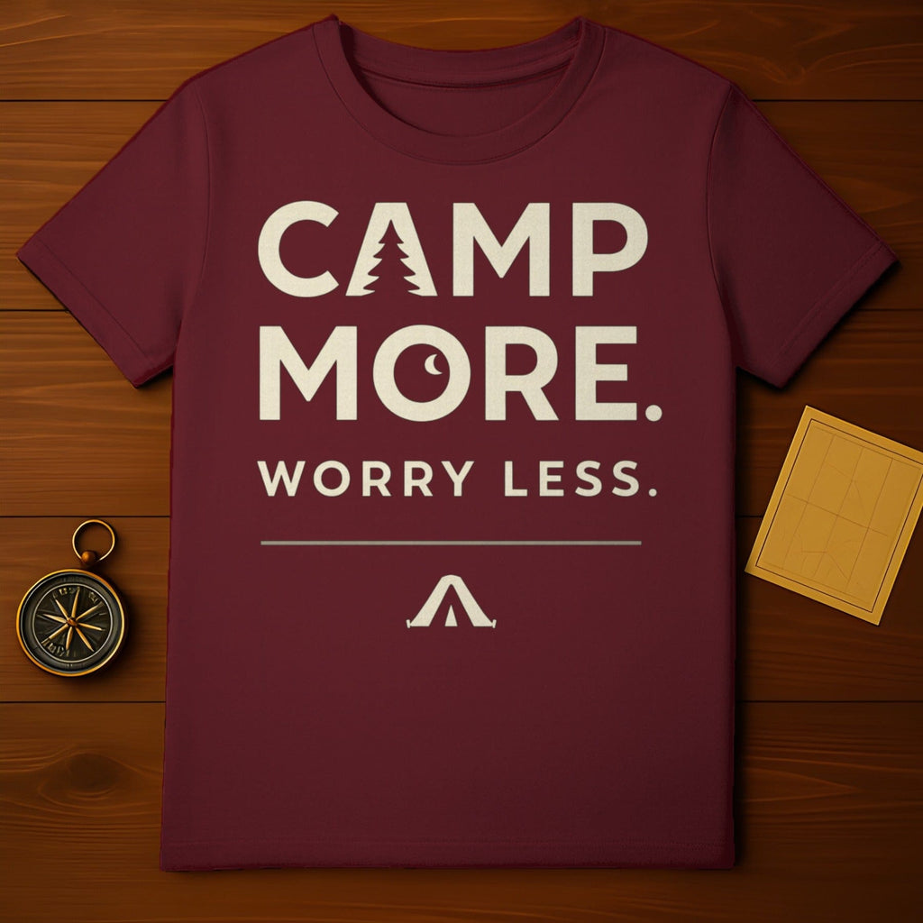Camp More Worry Less Graphic Camping T-shirt