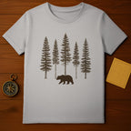 Bear and Pine Trees Design Hiking Adventure T-shirt