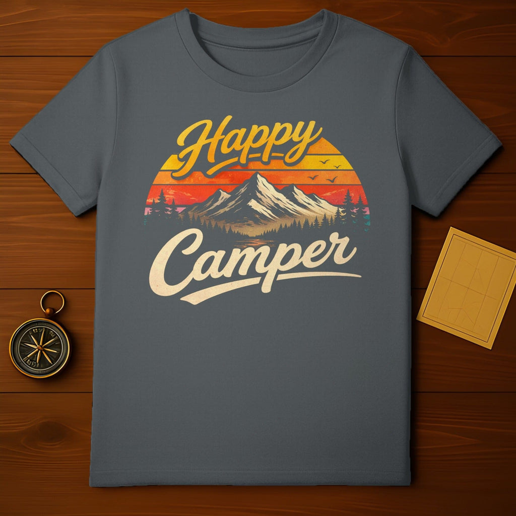 Happy Camper Vintage Sunset Mountain Graphic Tee