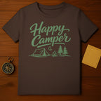 Happy Camper T-Shirt with Camping Scene Design