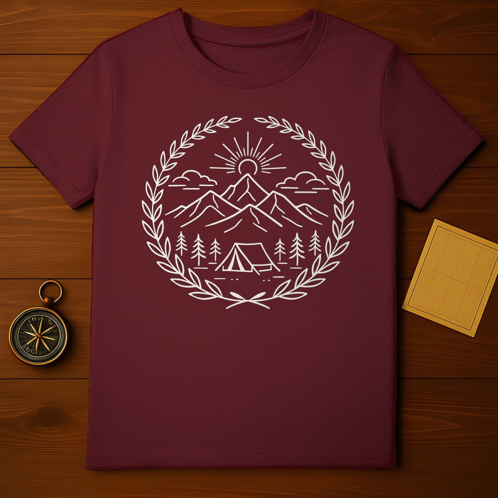 Scenic Mountains Camping Illustration T-shirt