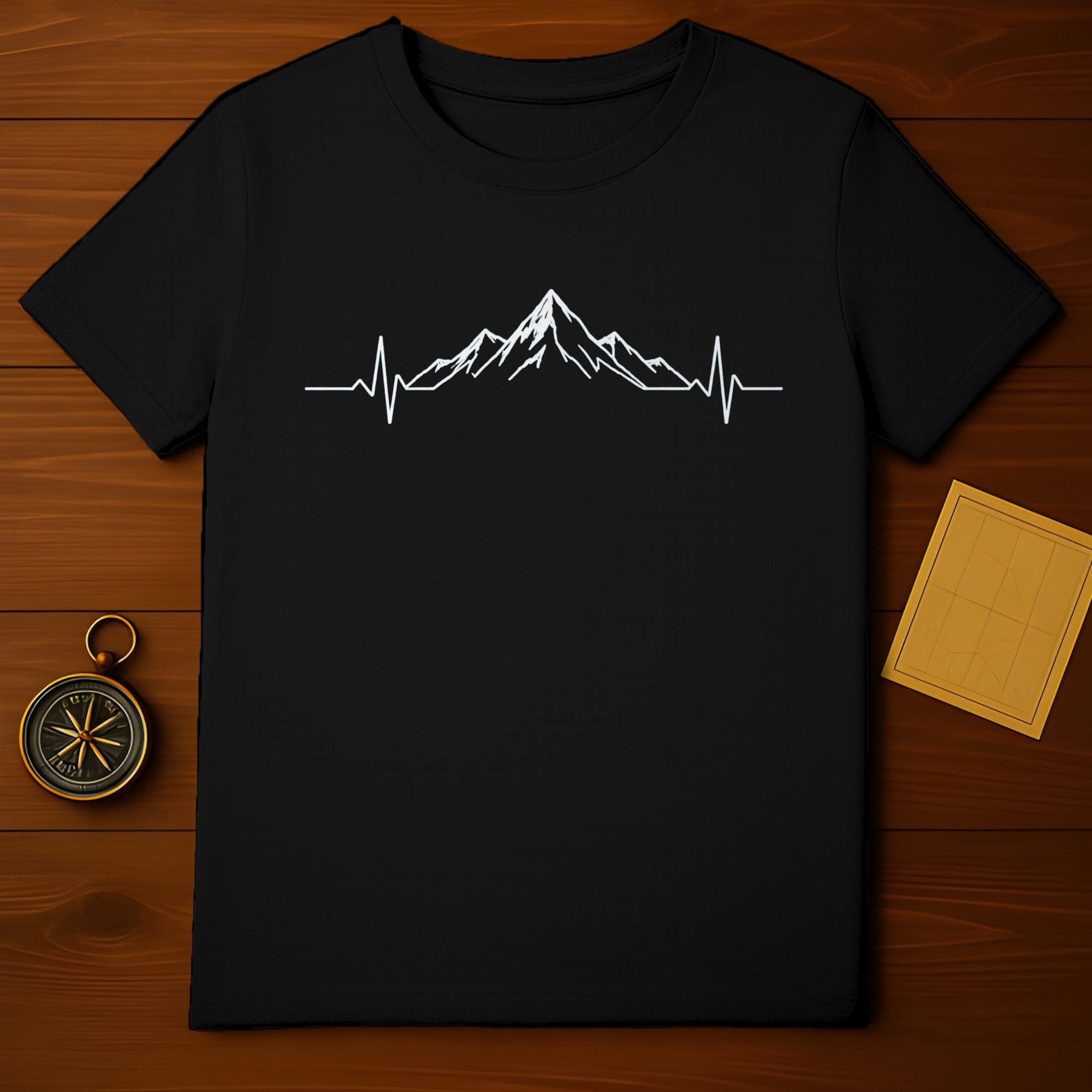 Mountain Heartbeat Graphic Black T-shirt