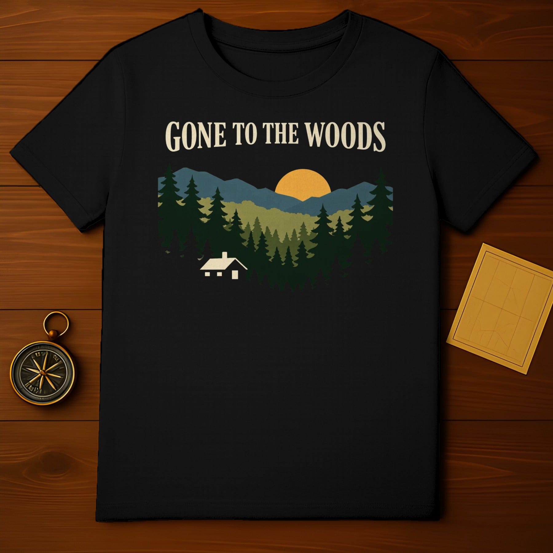 Gone To The Woods Cabin Scene Mountain Sunset product type