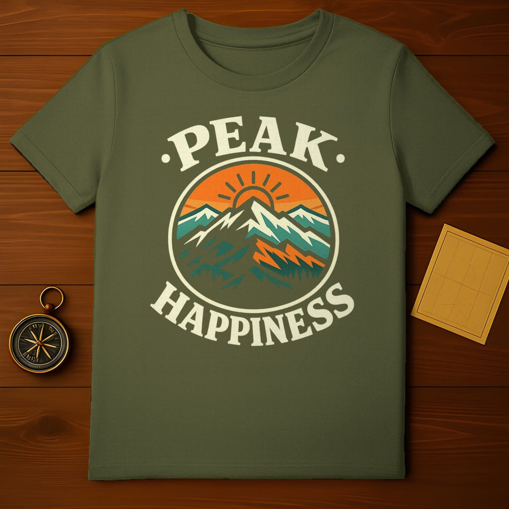Peak Happiness Mountain Scene Graphic T-Shirt
