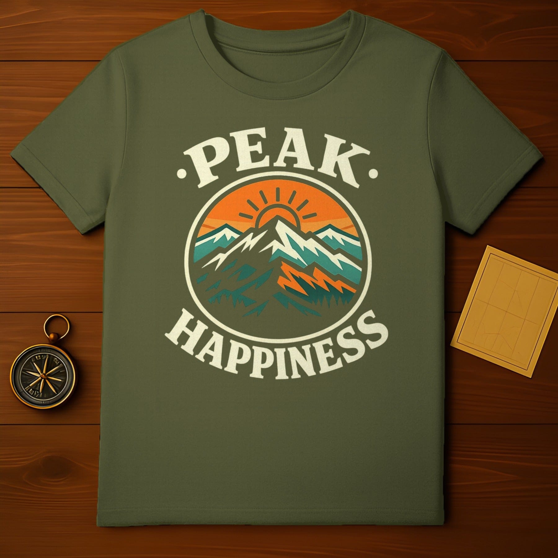 Peak Happiness Mountain Scene Graphic T-Shirt