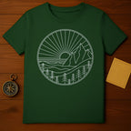 Mountain Sunrise Graphic Design Green T-Shirt Product