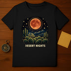 Desert Nights Full Moon Cacti Stars Mountains Graphic product type