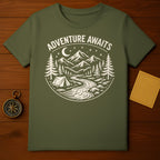 Adventure Awaits Forest Camping Scene T-Shirt