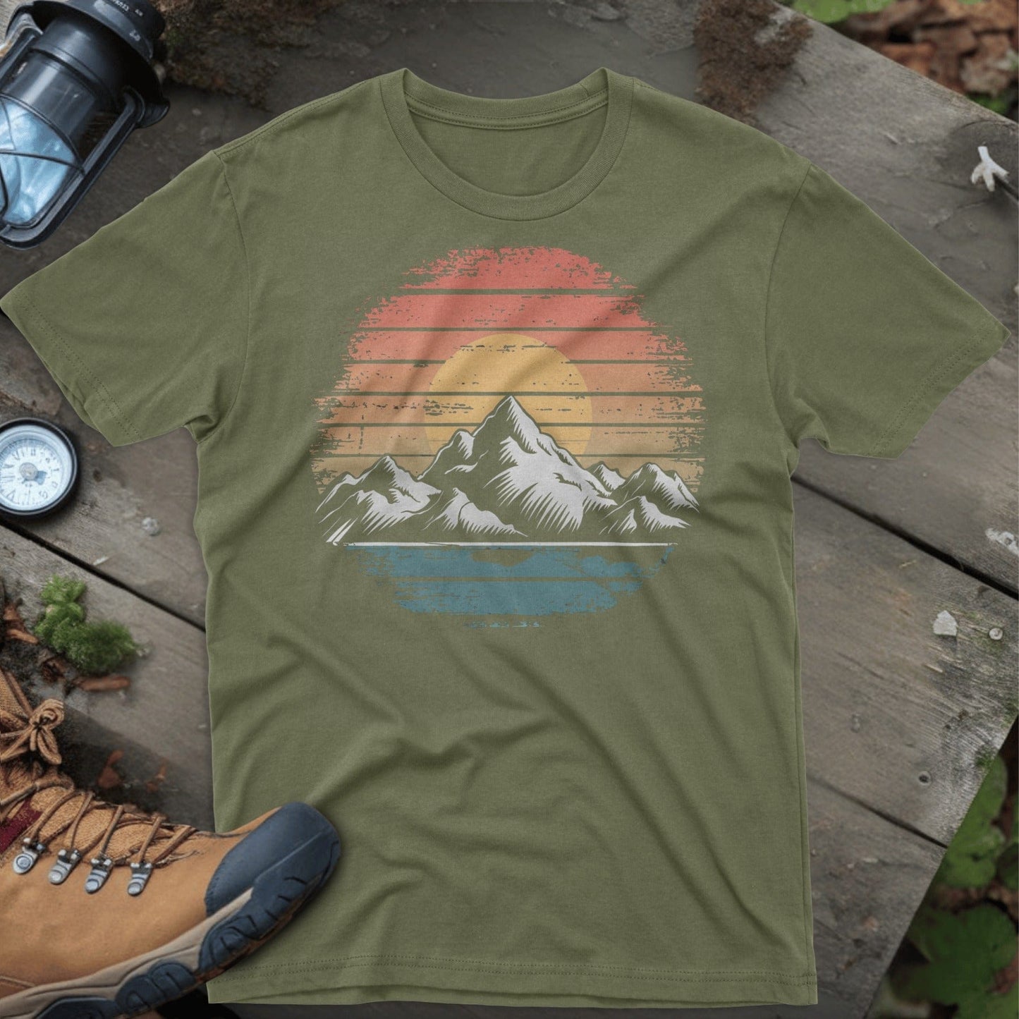 Vintage Mountain Sunset Graphic Design T-Shirt product type
