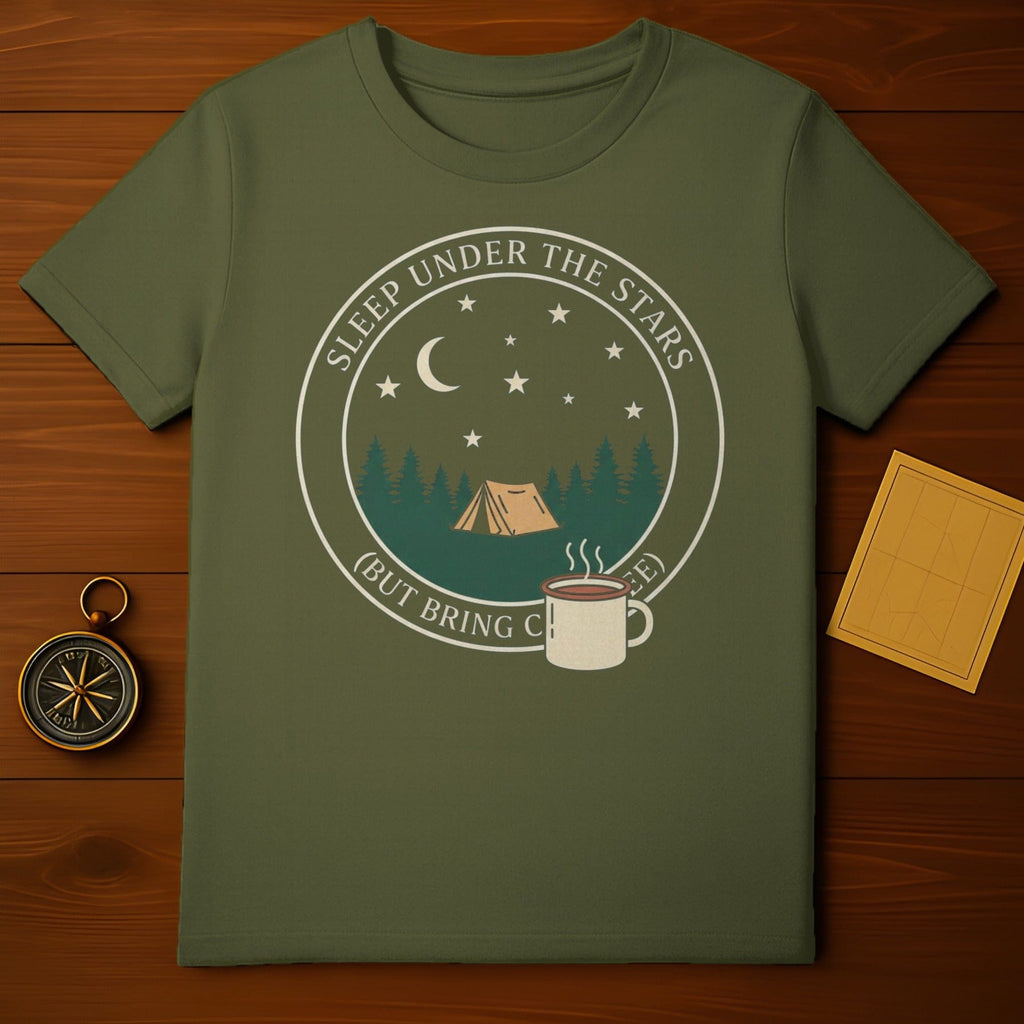 Sleep Under Stars Bring Coffee Camping Shirt