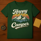 Happy Camper Mountain Graphic Design T-shirt