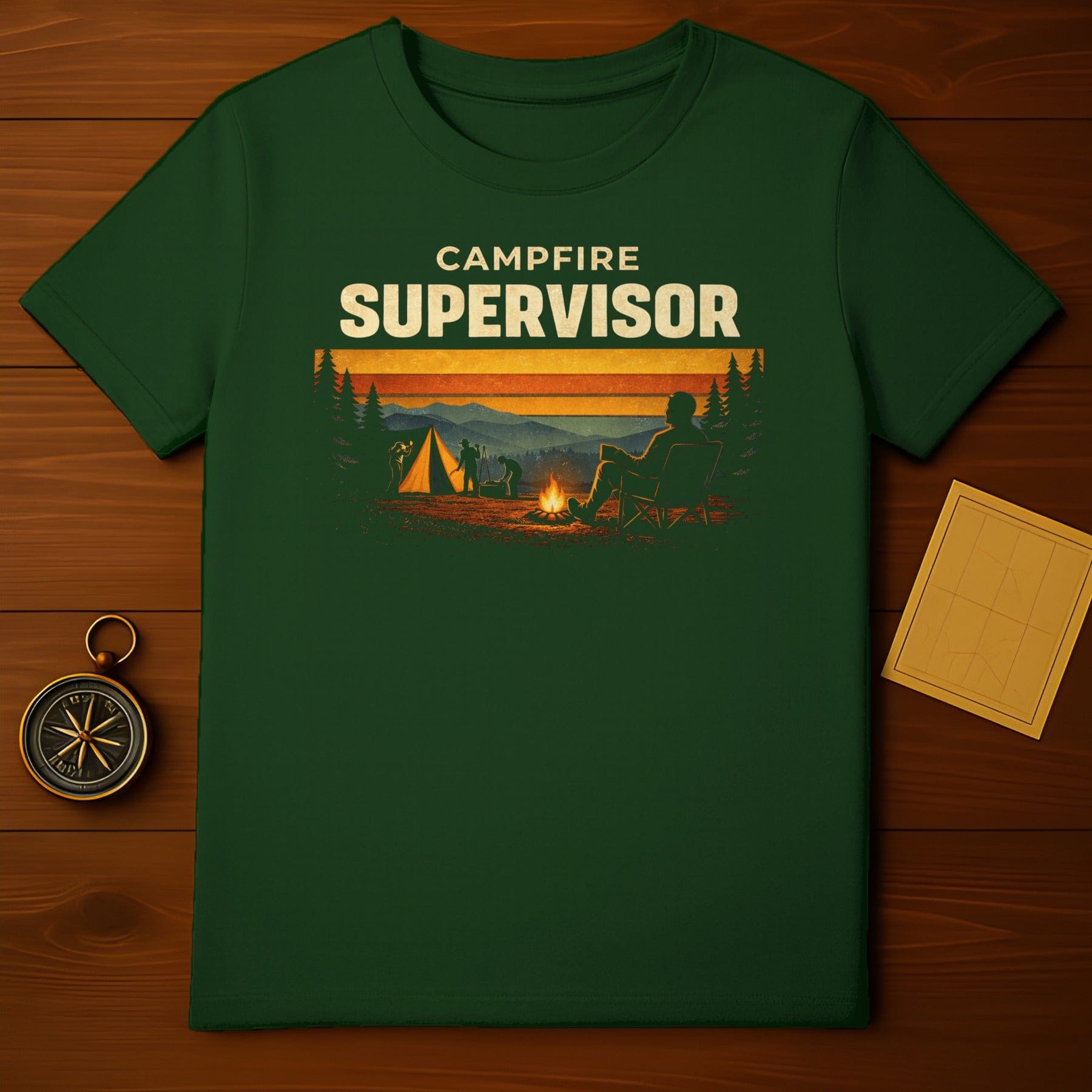 Campfire Supervisor Vintage Sunset Camping Shirt