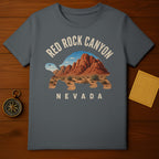 Gray t-shirt with Red Rock Canyon Nevada desert landscape inside a turtle silhouette.