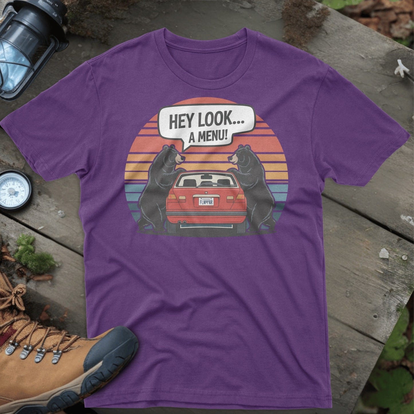Hey Look A Menu Bear Car Graphic T-Shirt product type