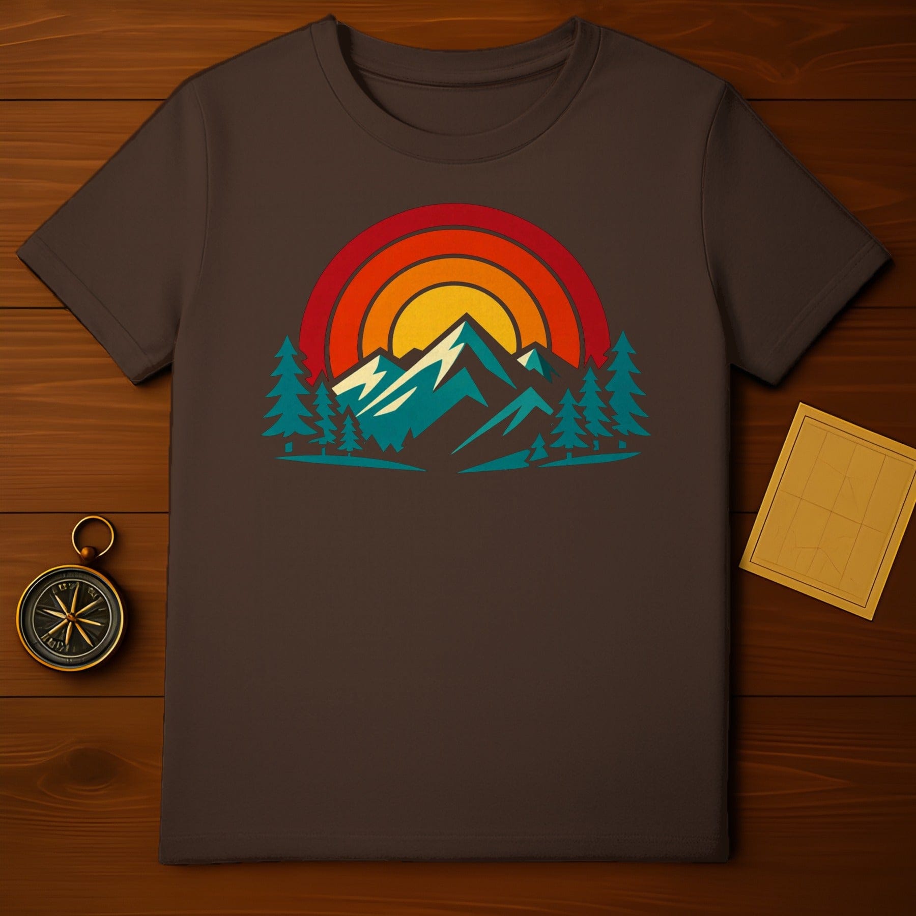 Vintage Sunset Mountains and Trees Graphic T-Shirt